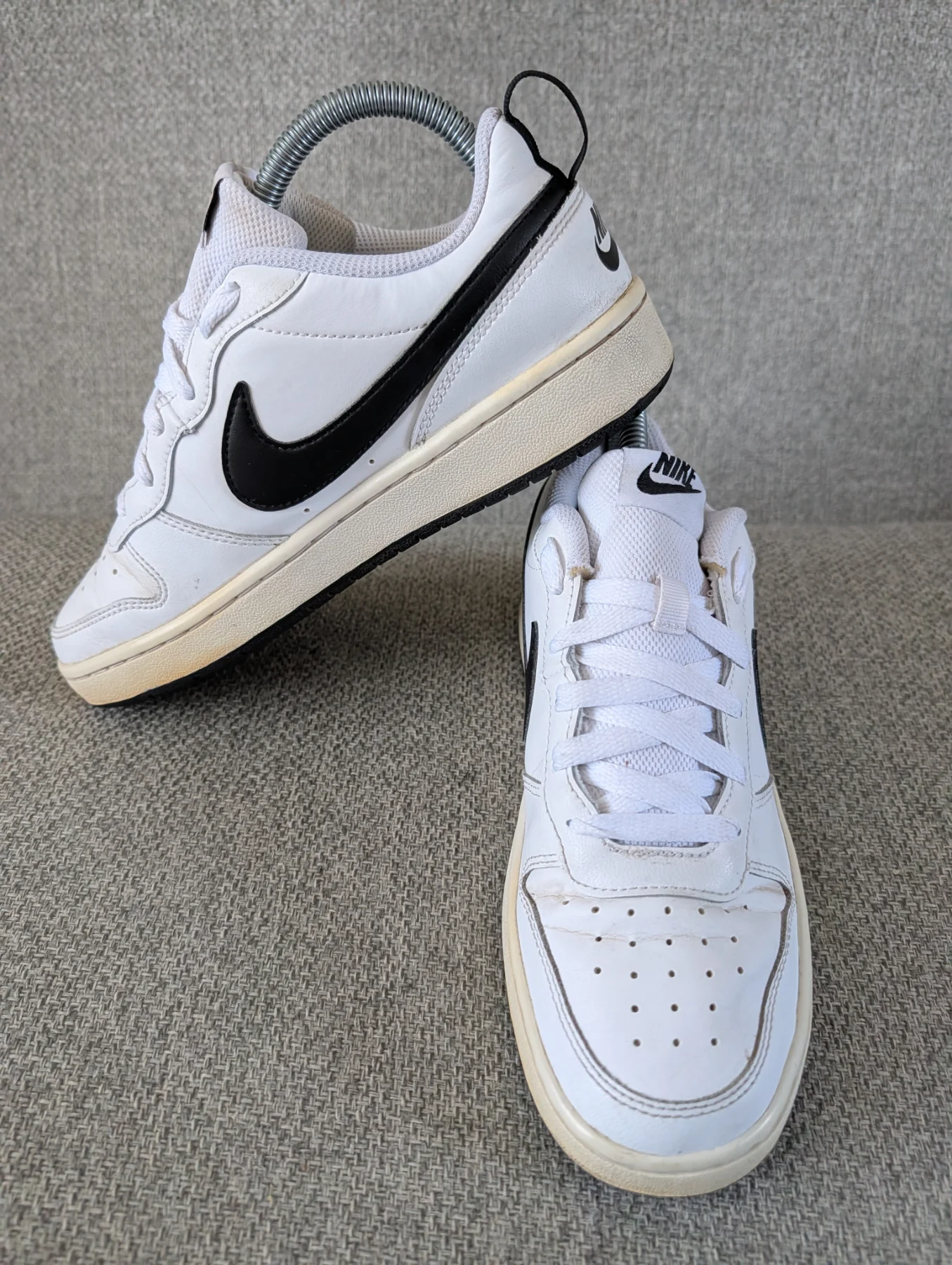 Nike Court Borough Low 2 White Black Leather Trainers UK 5.5 BQ5448-104