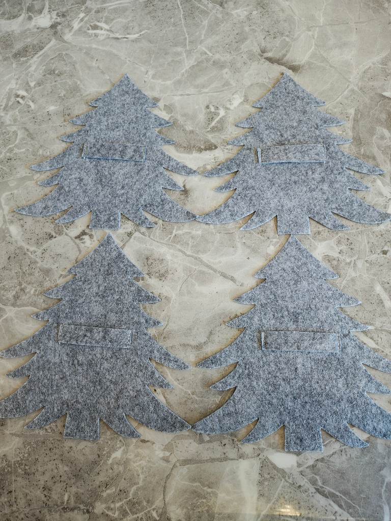 4 pack of grey felt Christmas tree cutlery holders