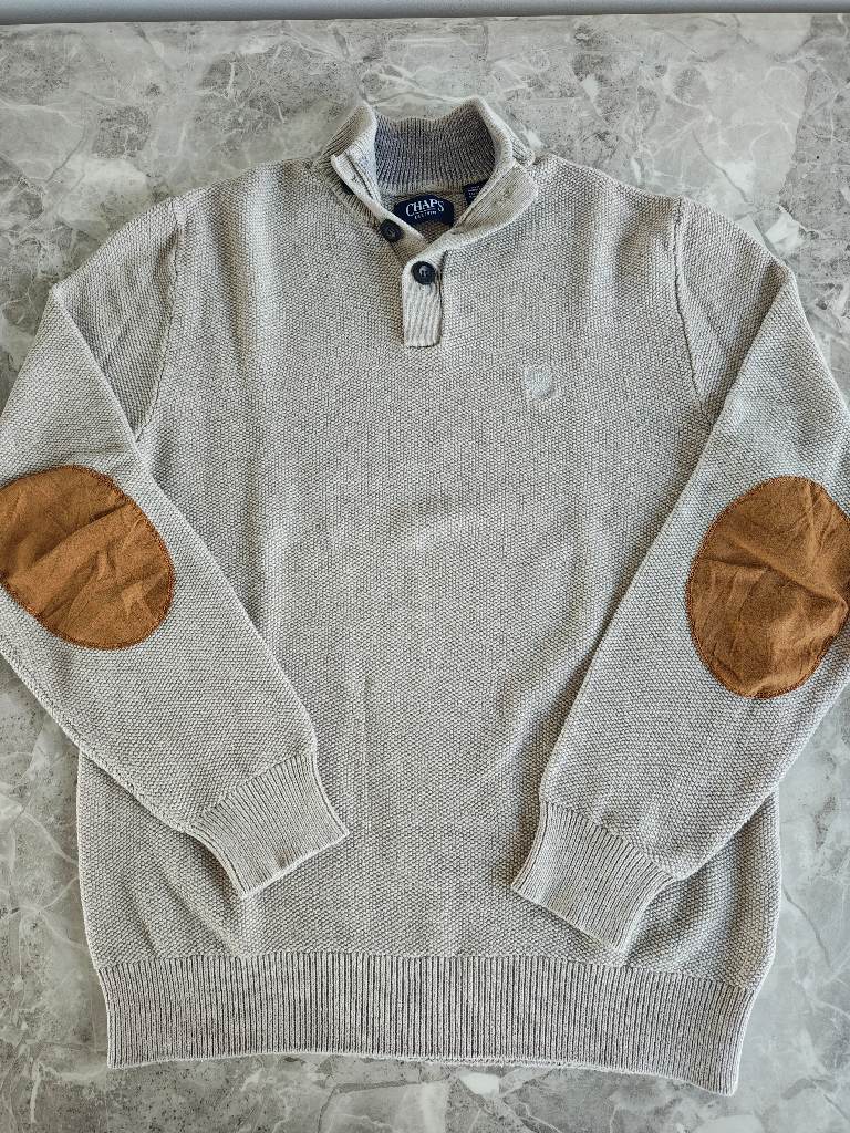 Men's Medium beige Chaps sweater with elbow patches