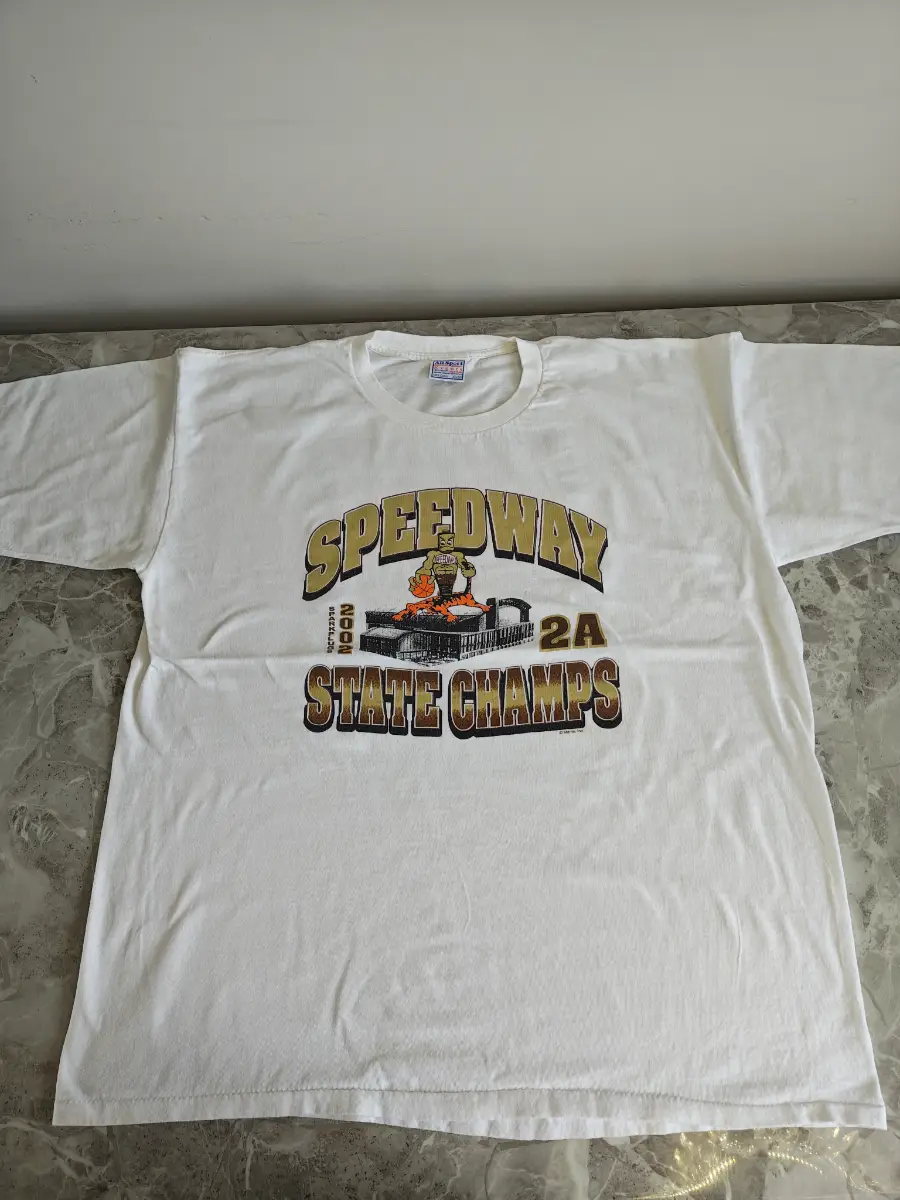 Vintage 2002 Speedway High School Sparkplugs 2A State Champs Single Stitch T-shirt