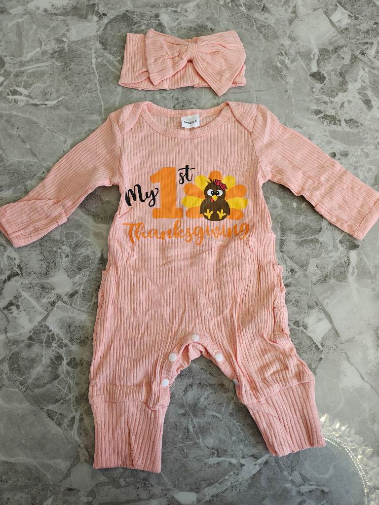 Newborn romper with matching headband