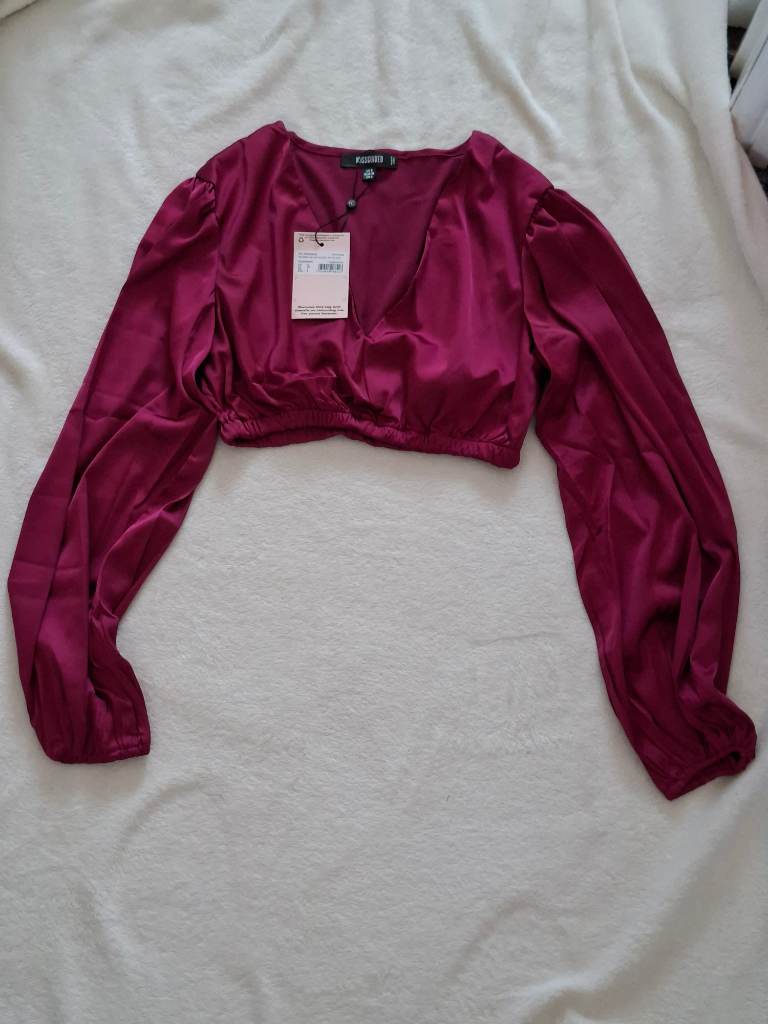 Missguided balloon sleeve crop top size 8
