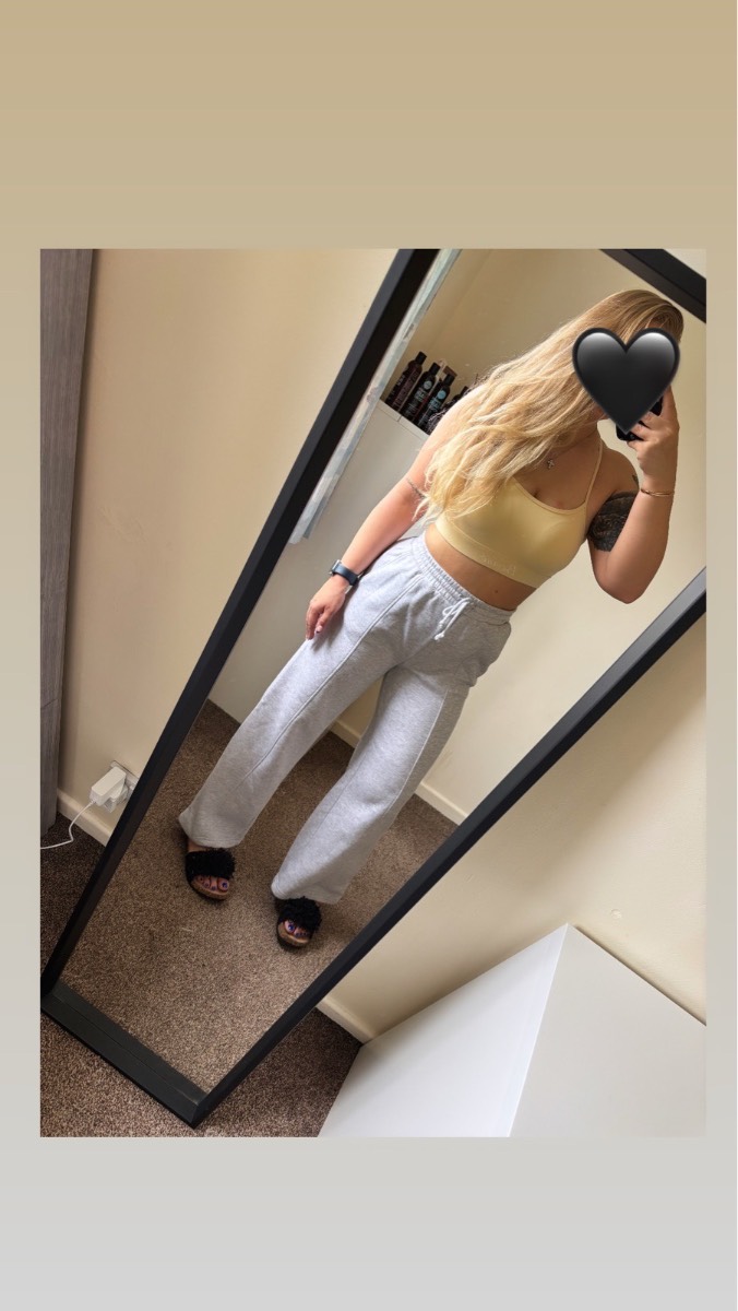 Grey wide leg trousers