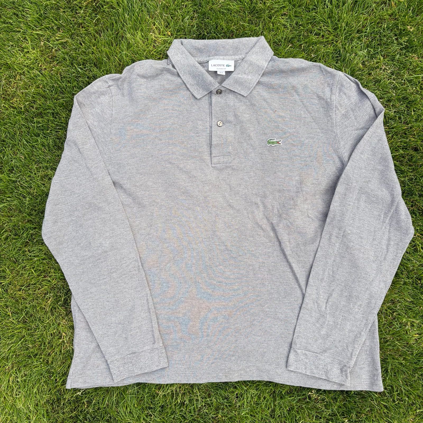 Lacoste Long Sleeve Polo Retro Y2K - Grey Classic Fit Size Men’s XL