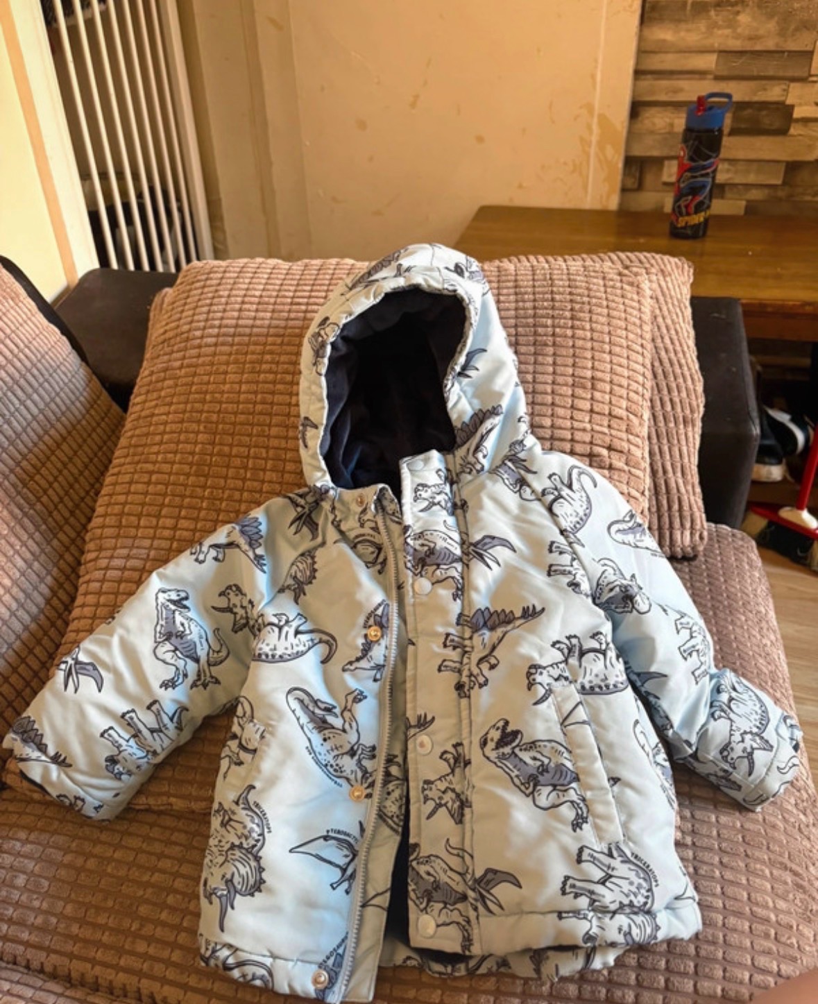 Primark Boys Coat Size 12-18 Months Blue with Dinosaur Design