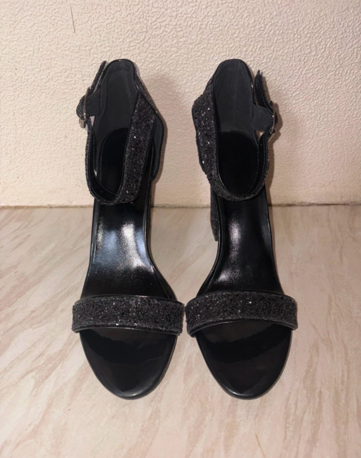 Shien Open Toe Strap Buckle Chucky Heels Size 6 EU 39 Brand New