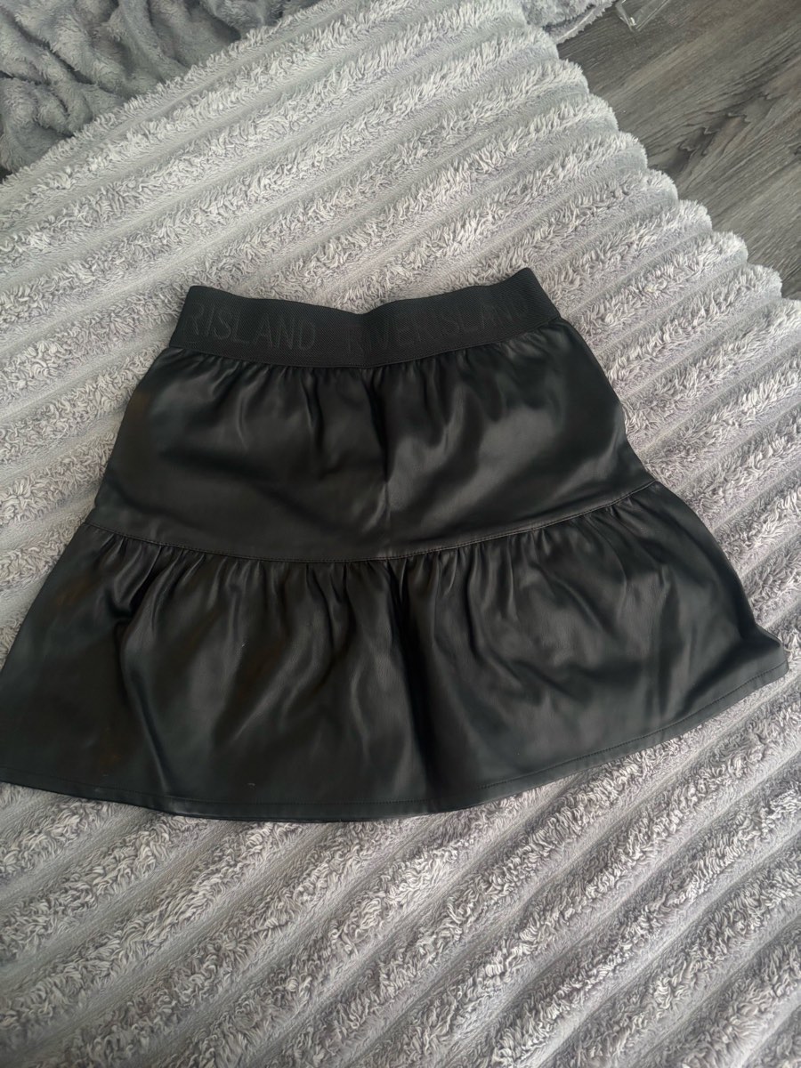 River island black leather skirt