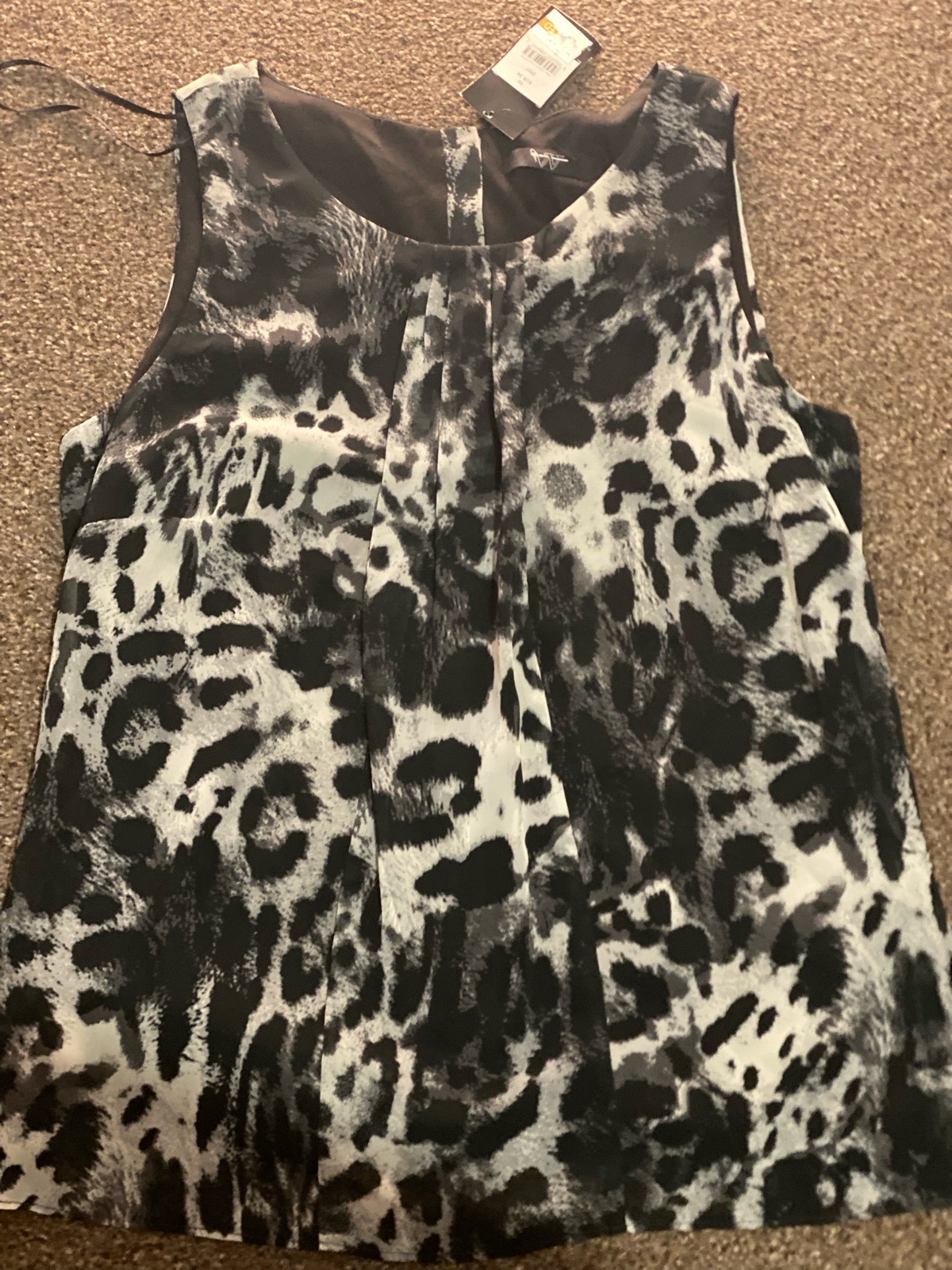 Black & White Animal Print Sleeveless Blouse Top
