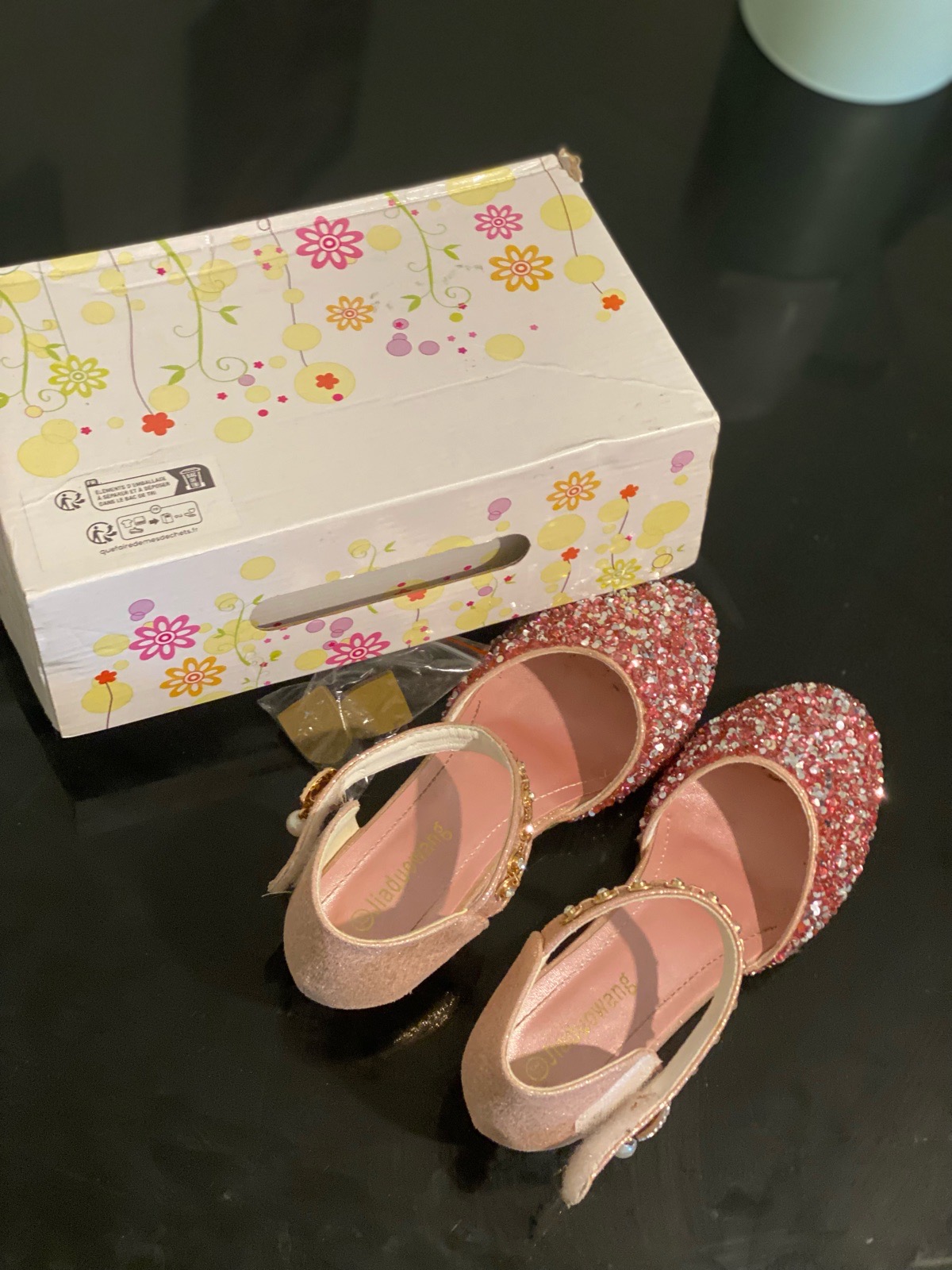 Girls’ Pink Glitter Party Shoes (With Box)