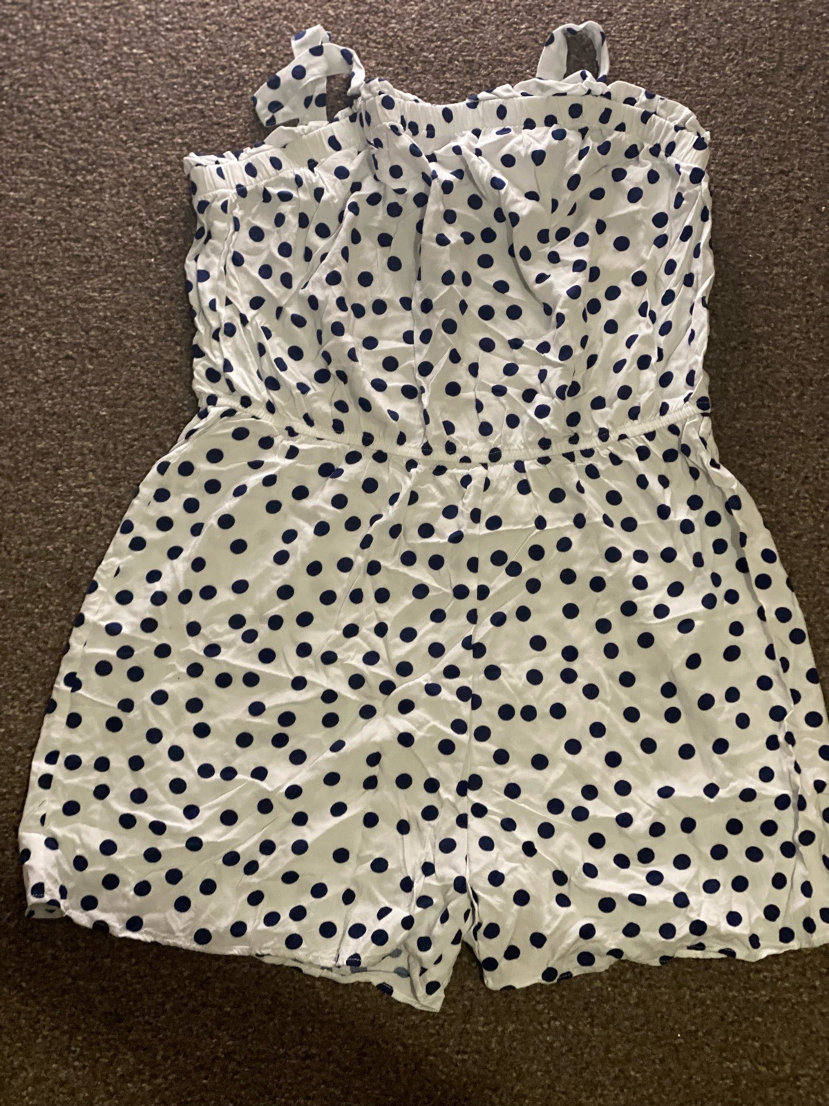 White & Navy Polka Dot Playsuit | Strappy Summer Romper
