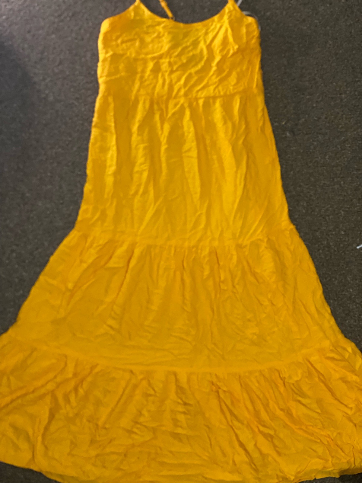 Mustard Yellow Strappy Tiered Midi Dress