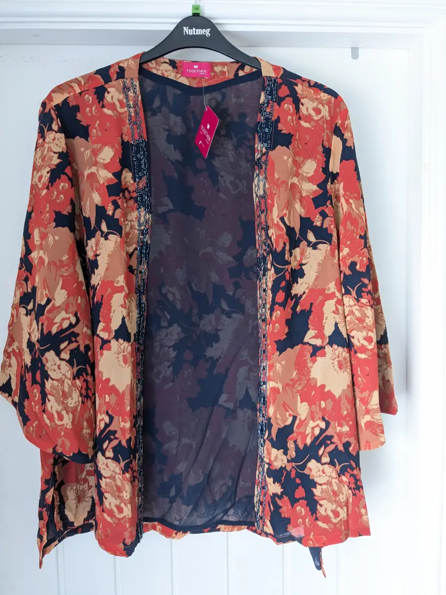 NWTS Kimono size 22, Together, Navy and orange, summer top, holiday top, cover up.