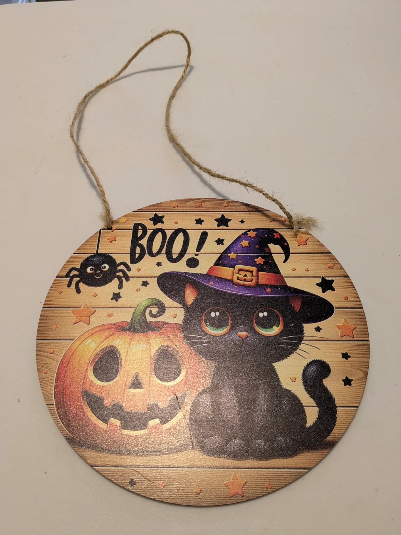 Halloween wooden plaque, black cat plaque, Halloween decoration.