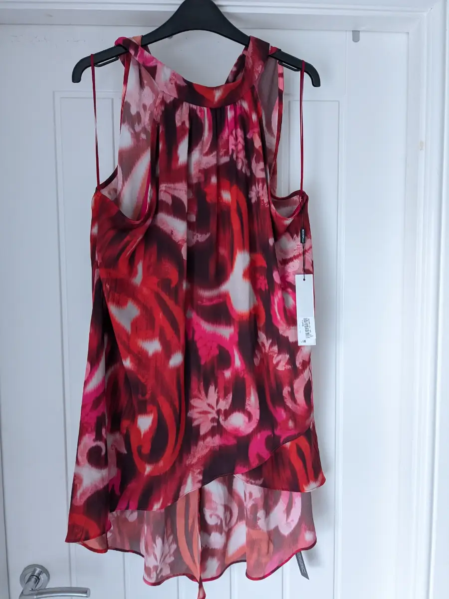 NWTS Roman size 18 halter neck blouse, red blouse, summer blouse, sleeveless top.