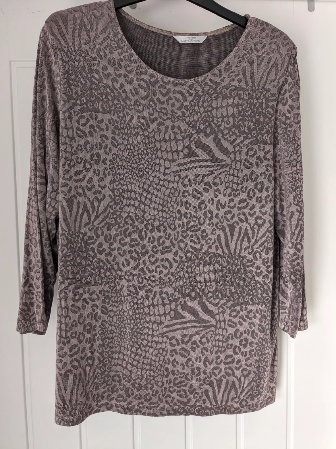 St Michael vintage long sleeved top, size 22, lilac, brown top, women's tops.