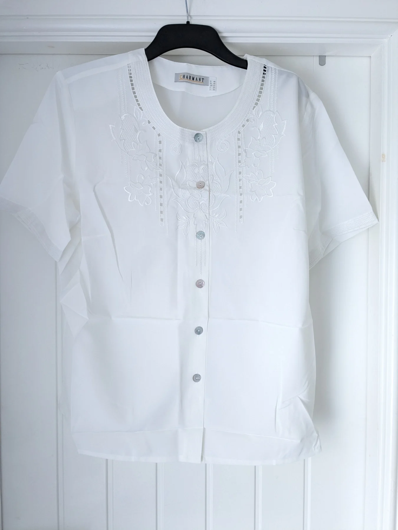 New Charmant blouse size 22, autumn clothes, white blouse, vintage blouse.
