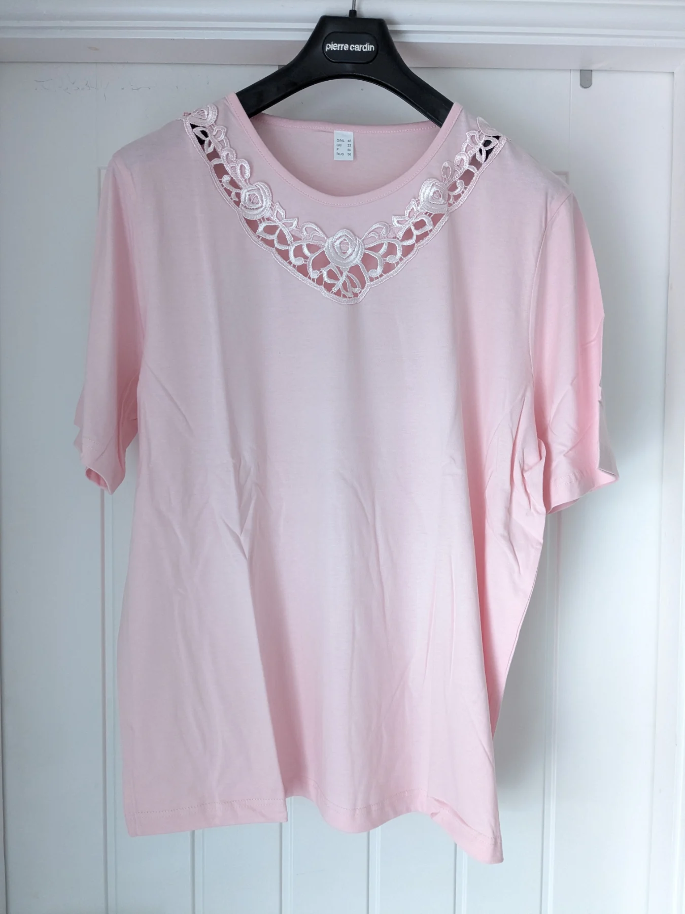 Cotton t shirt, short sleeved top, size 22, New top, pale pink t shirt, summer tops.