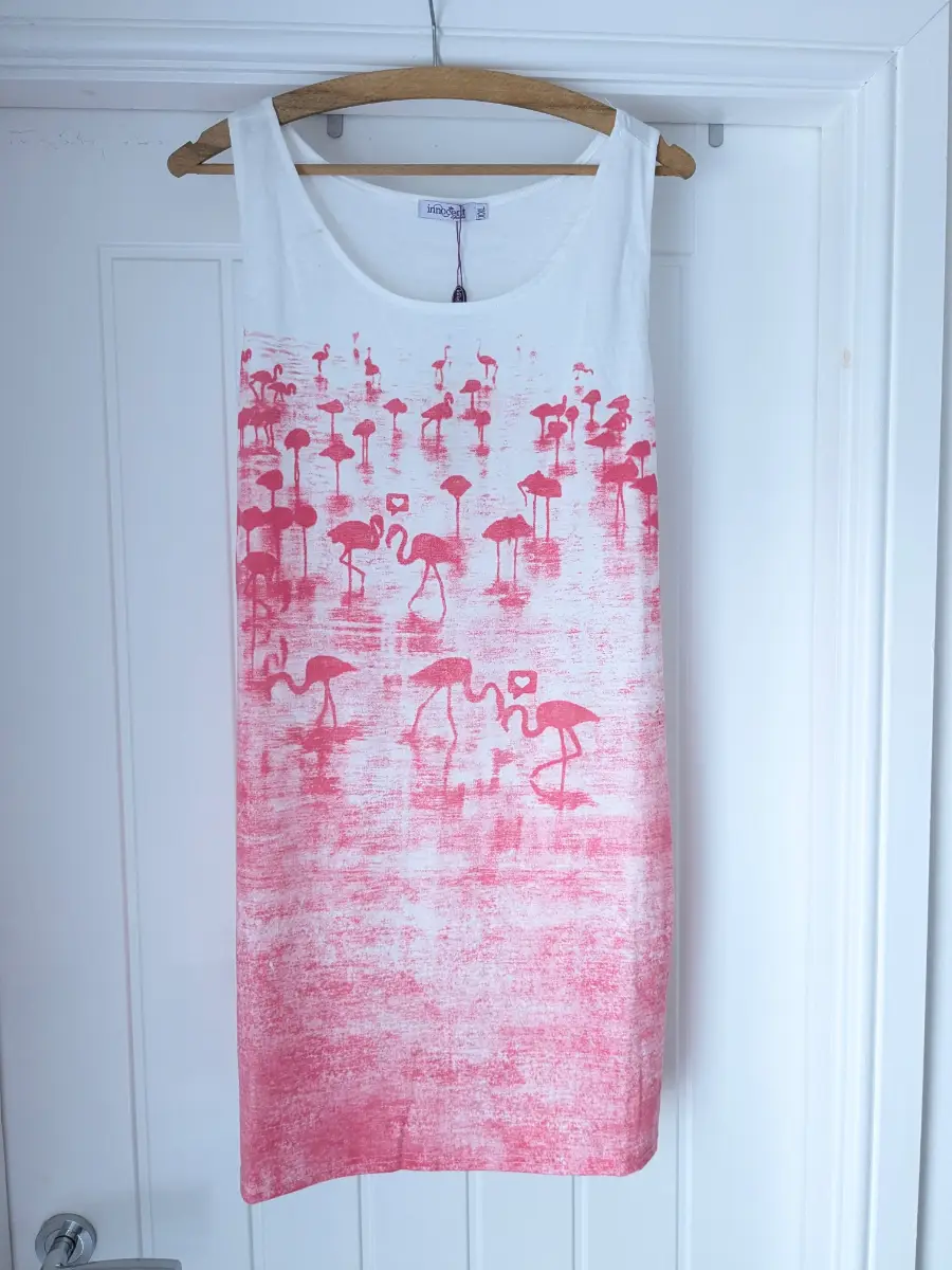 NWTS Innocent summer sleeveless dress, holiday dress, pink and white dress.