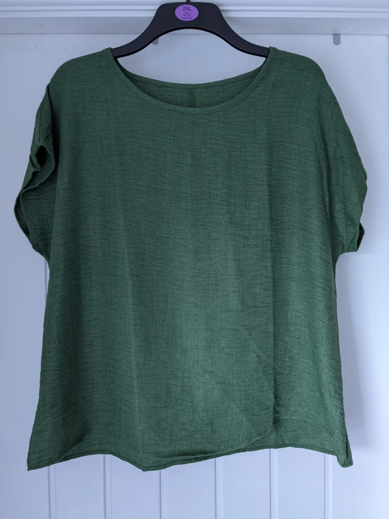 Short sleeved green blouse, lightweight blouse, size 1XL, summer blouse, autumn top.