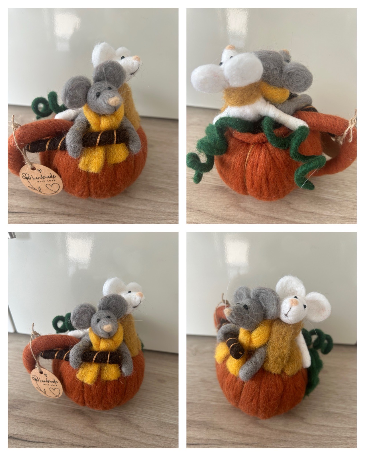 Handmade felted pumpkin ‘Miced’ latte mug decoration