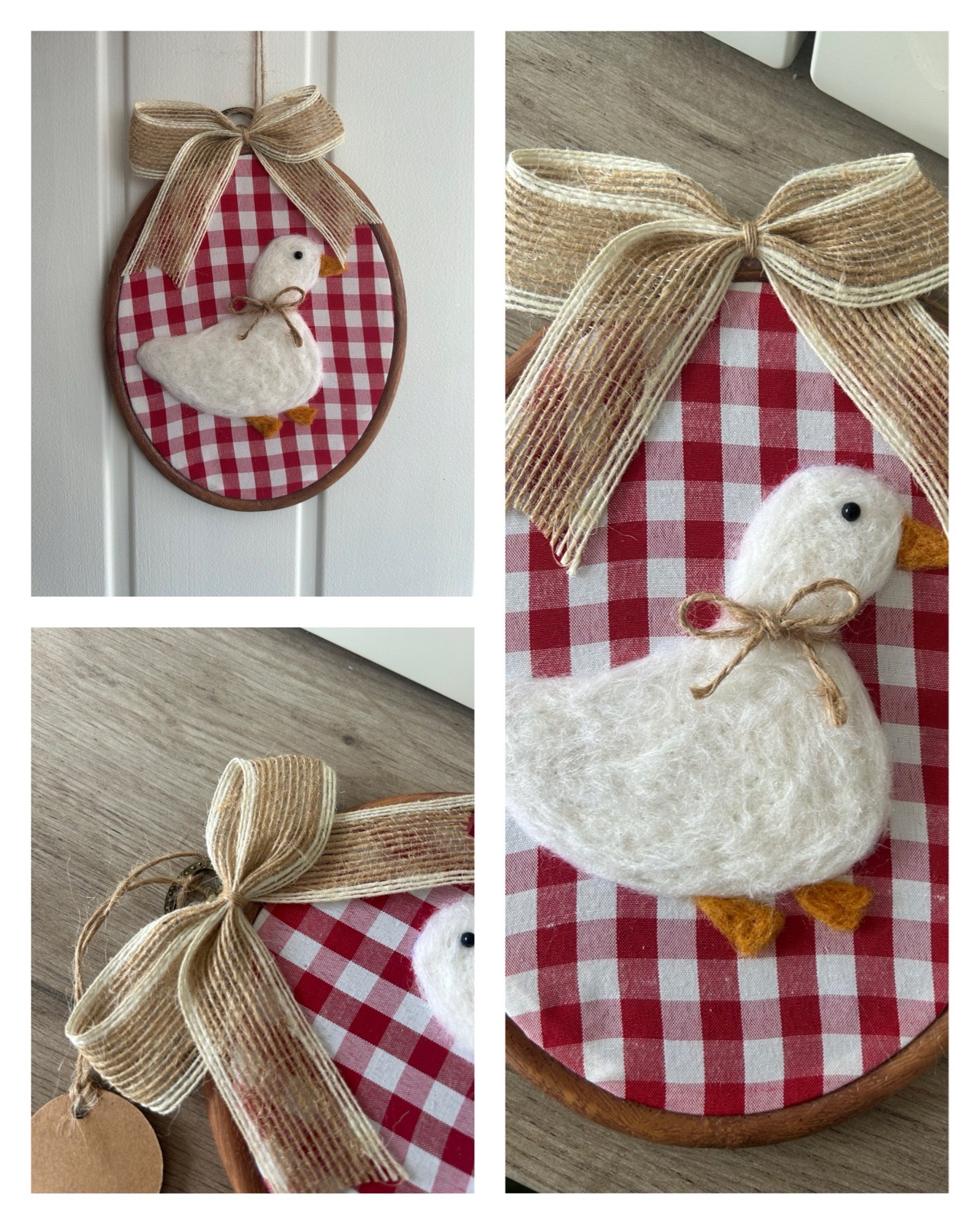 Handmade goose framed picture made with felt