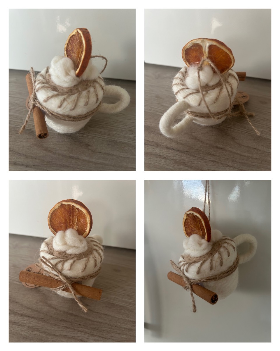 Handmade felted 4 inch autumn/fall mug hanging decoration