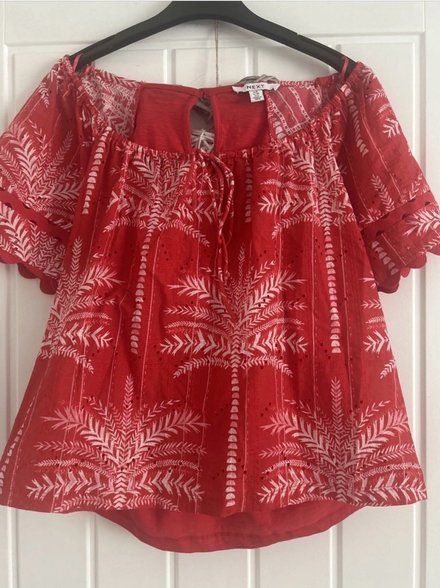 Womens next size 8 red summer blouse very good