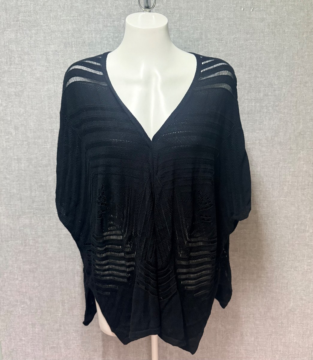 New Look Black Open Knit Oversized Wrap Cardigan Size S/M