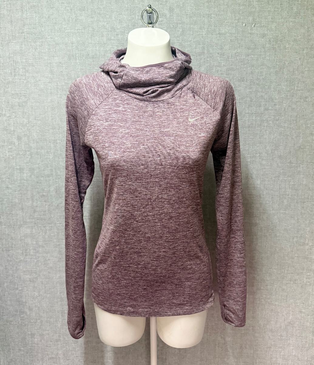 Nike Running Dri-FIT Women’s Hooded Long Sleeve Top Size S Mauve Purple Gym