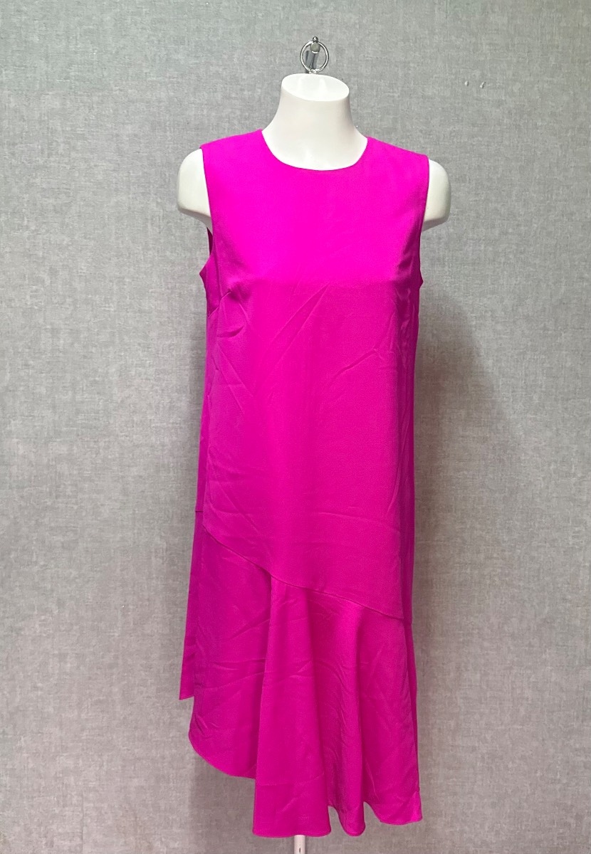 Warehouse Hot Pink Fuchsia Ruffle Hem Midi Dress UK 14 BNWT Occasion Wedding