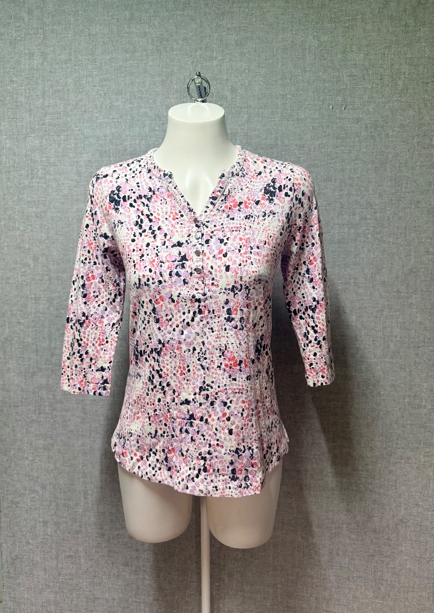 Dash Women’s Pink Floral Print 3/4 Sleeve Cotton Top Size UK 10