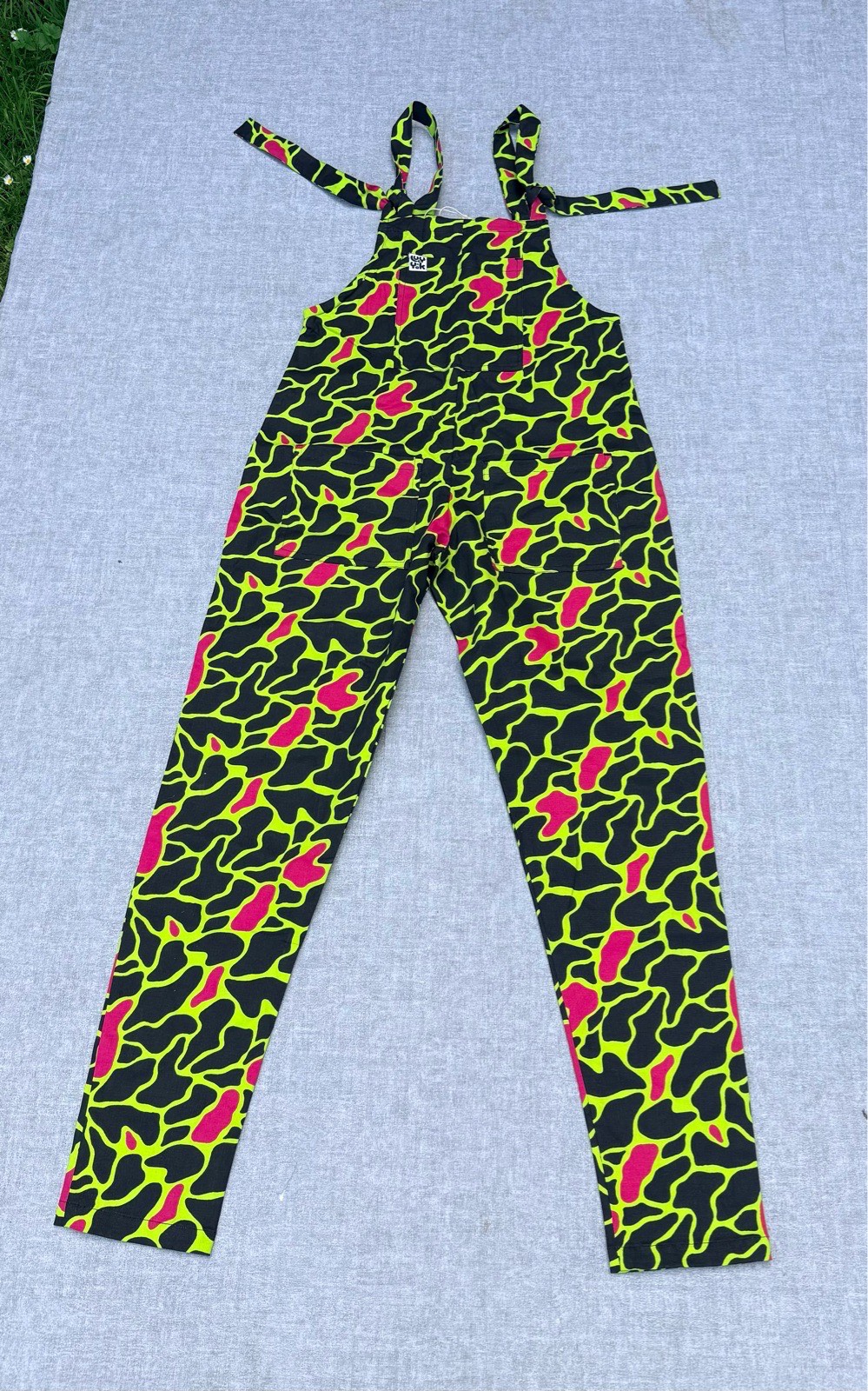 Lucy & Yak Huey Neon Print Limited Edition Original Dungarees UK 8L