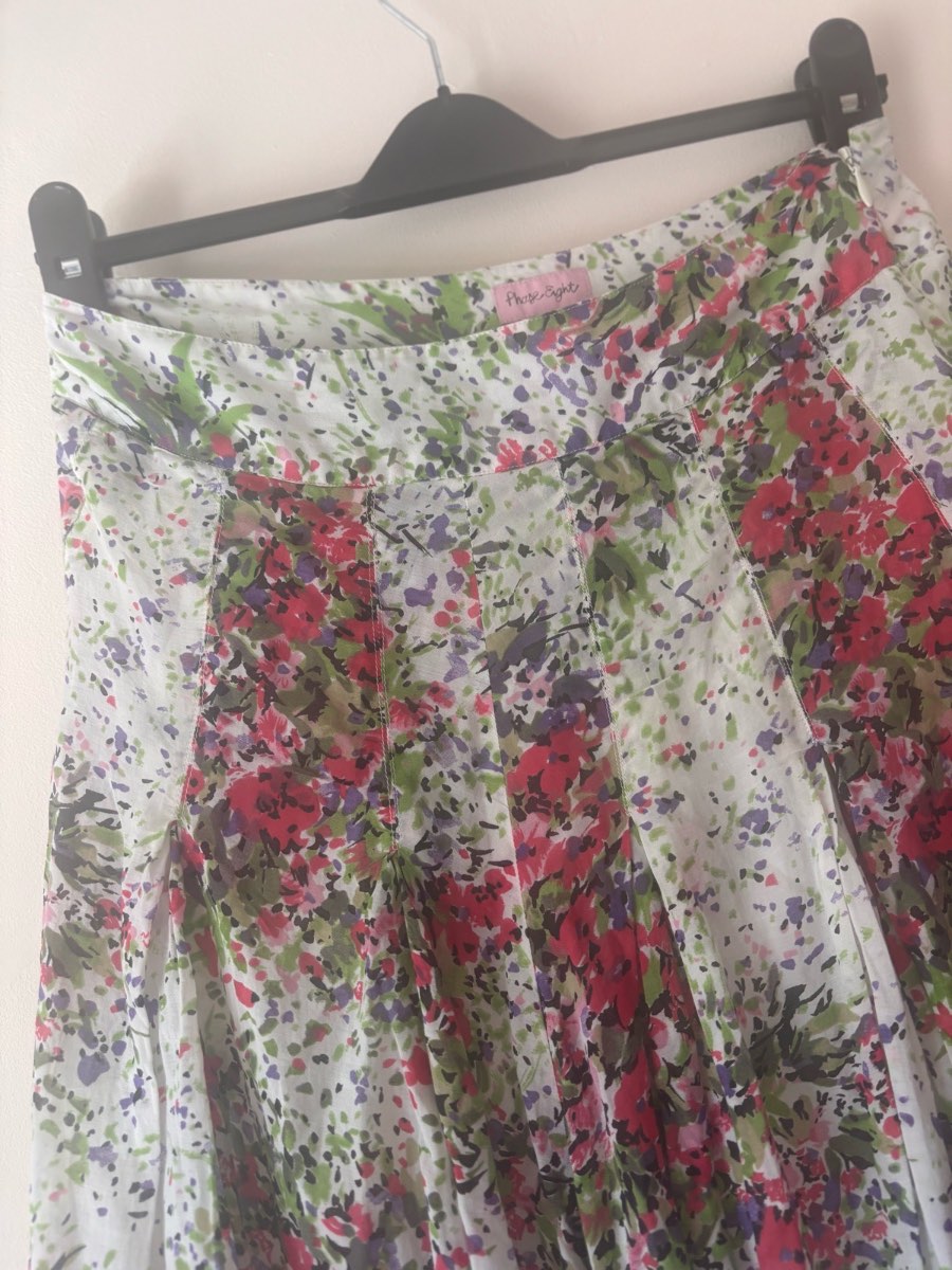 Phase Eight floral pleated skirt uk10 cotton blend cottagecore floaty