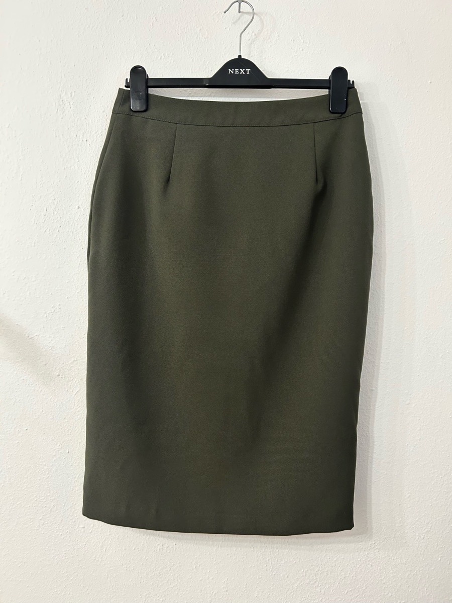 Dark green zip back knee length pencil skirt size 10