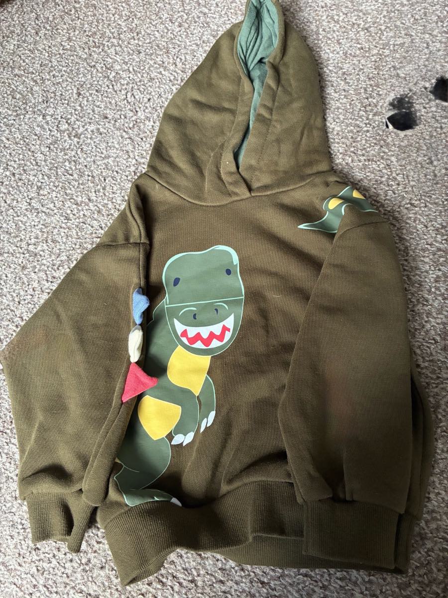 Primark Khaki Green Dinosaur Hoodie 3D Spikes 18-24 Months (92cm)