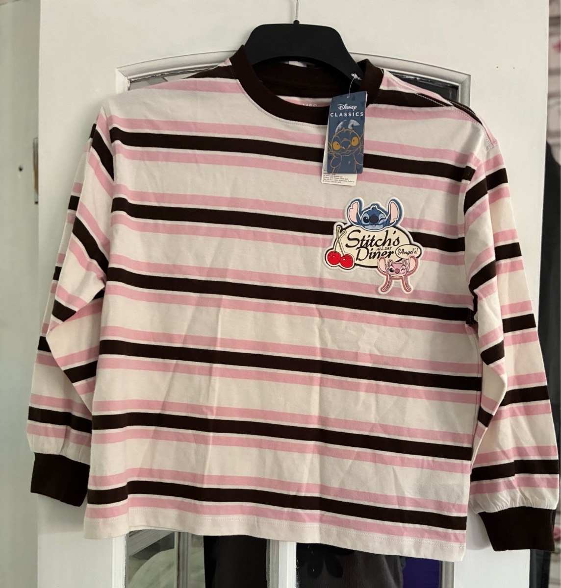 BNWT M&S Disney Stitch & Angel Diner Striped Long Sleeve Top Age 9-10