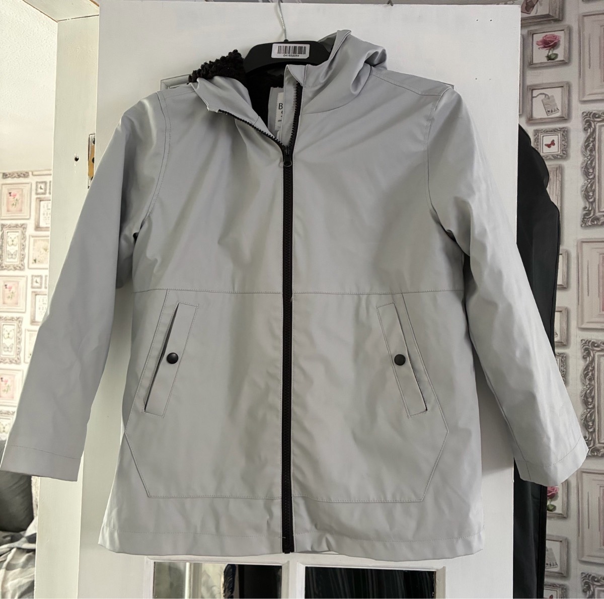 Birch & Stone Grey Fleece Lined Hooded Raincoat / Jacket – Age 12
