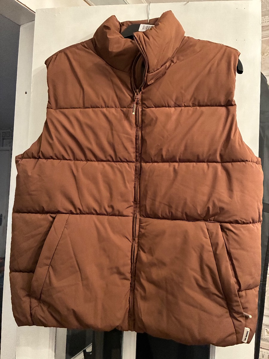 Bershka Womens Brown Puffer Gilet Vest SNDWN INC Padded Bodywarmer Size M UK 10 12