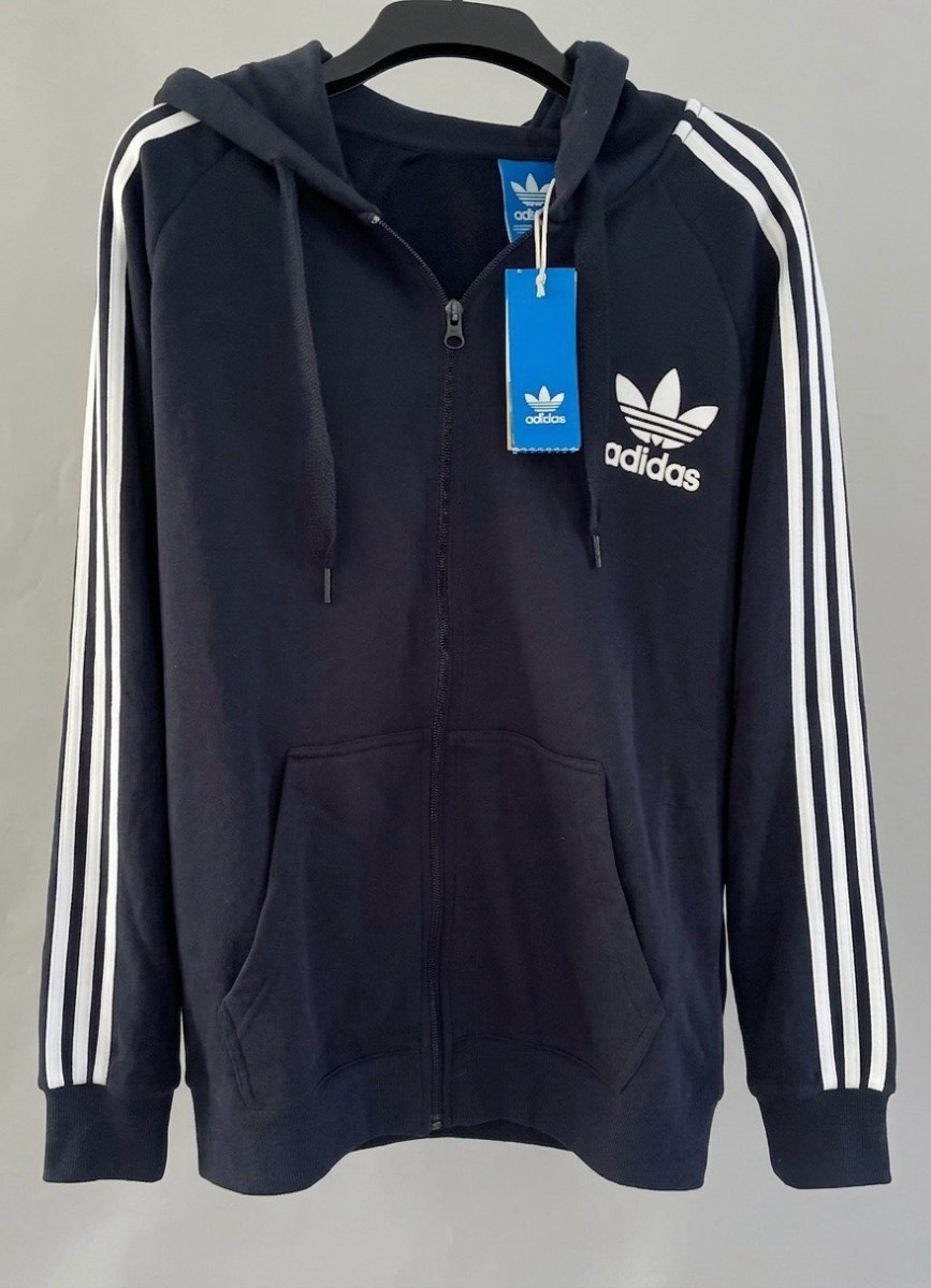 Adidas Originals Trefoil 3-Stripes Zip Hoodie Navy – Size Large (BNWT)