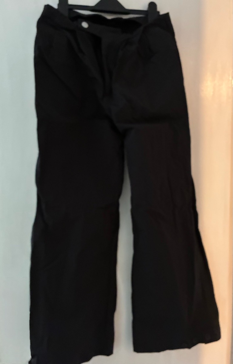 Boohoo Black Wide Leg Tailored Trousers with Button Detail – UK 12