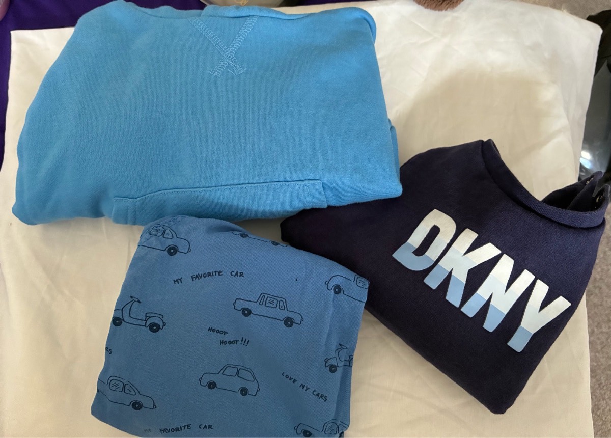 Baby Boys 3 Piece Clothes Bundle DKNY H&M Primark Sweaters Trousers 12-18M