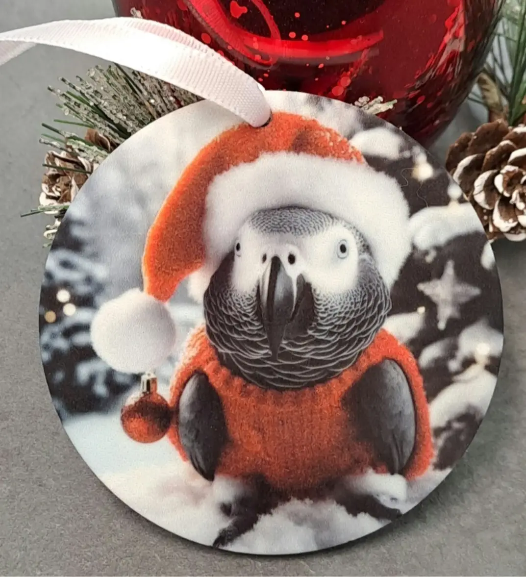 African Grey parrot bird hanging decoration