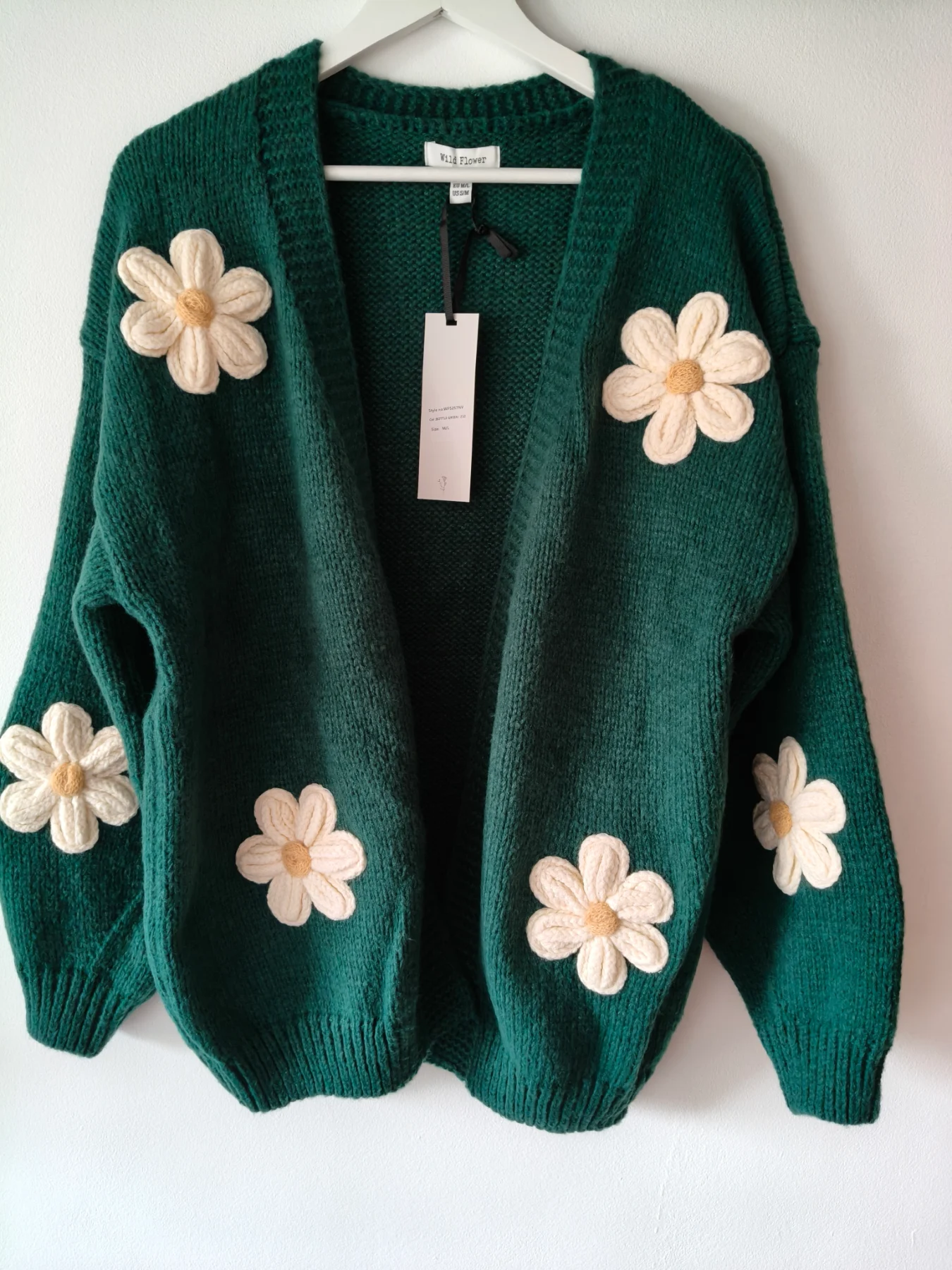 Wild Flower Knitted chunky Daisy cardigan SM 8-14