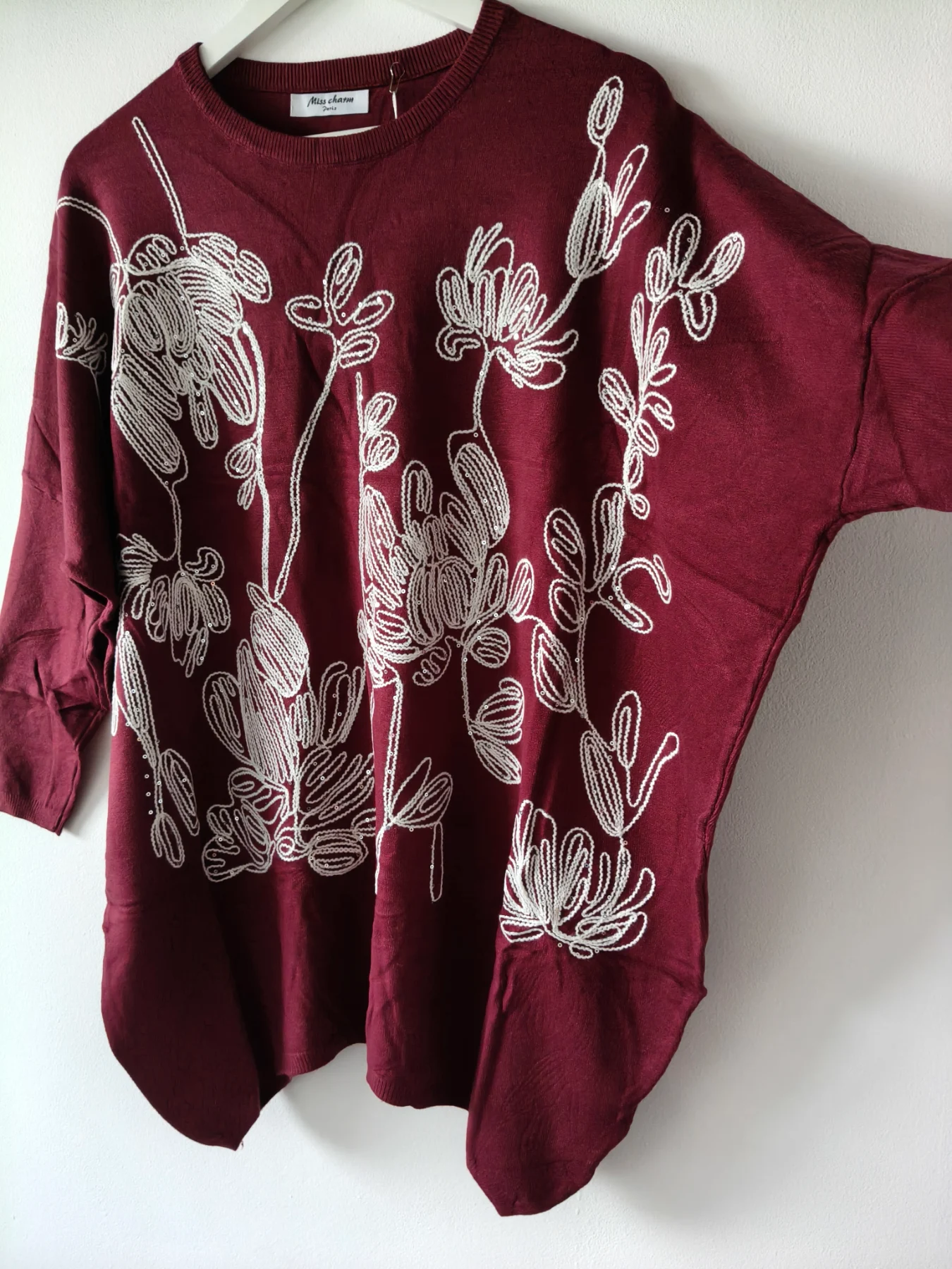Embroidered knitted oversize jumper one size (10-20)