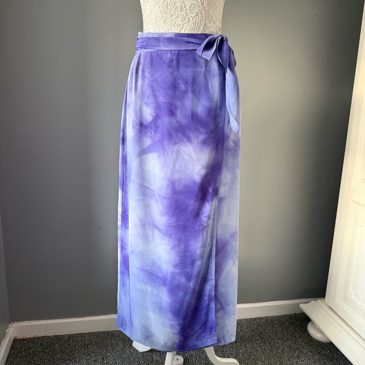 Roman Originals Purple Tie Dye Wrap Maxi Skirt Size 14