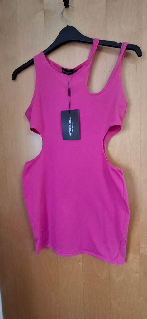 Women's PrettyLittleThing Pink Cut Out Dress - Size 12 - New