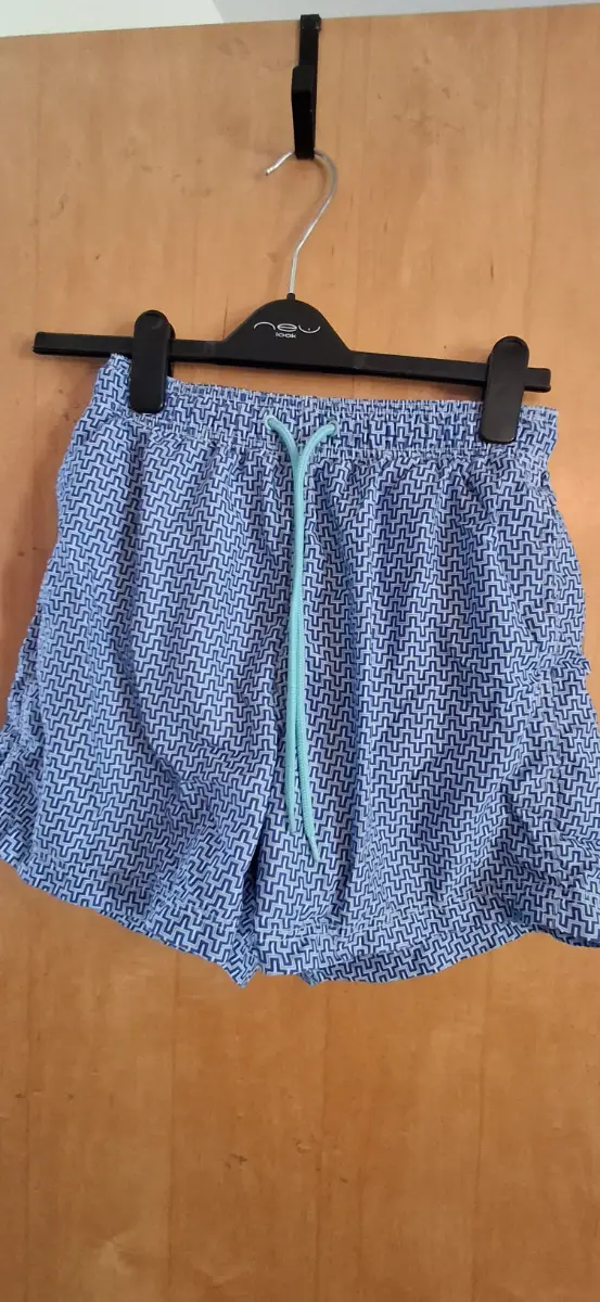Mens F&F Geometric Blue Swimming Shorts - Size Small