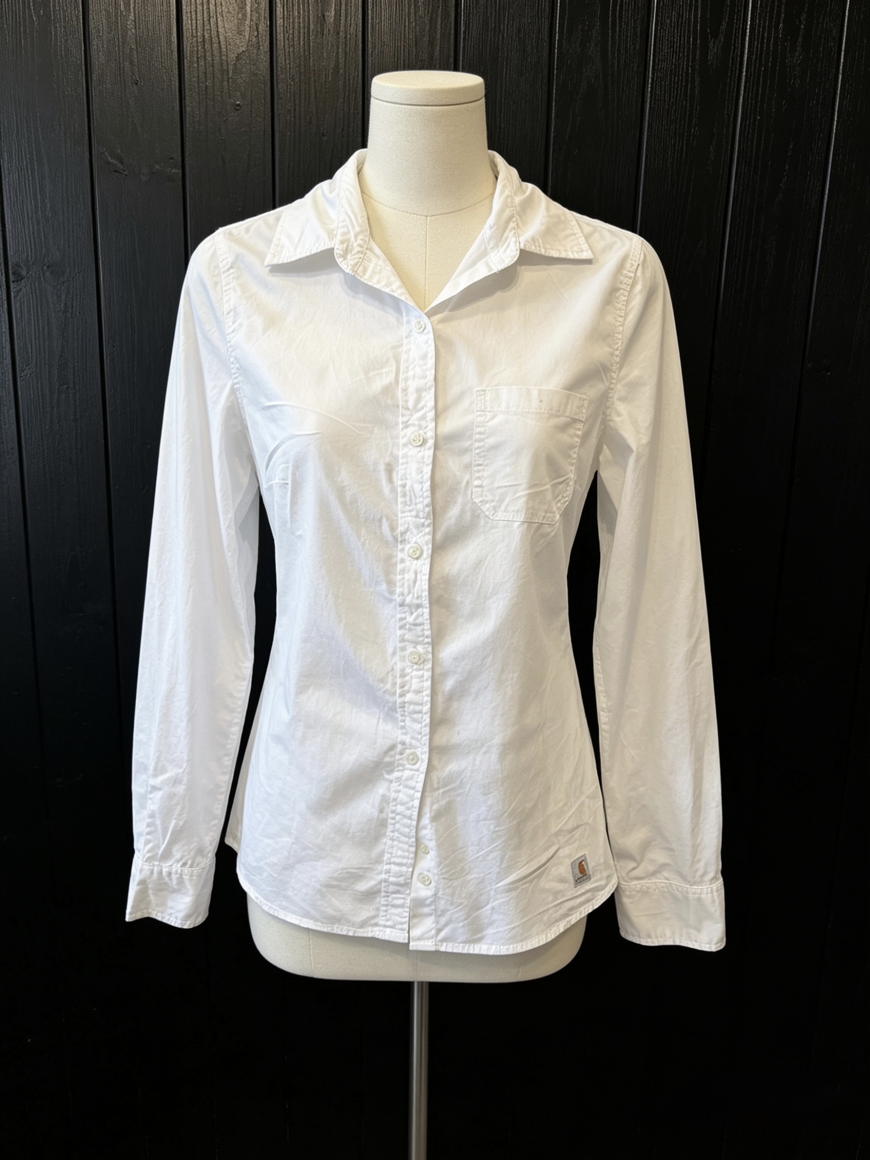 Carhartt Women's White Cotton Button Down Shirt Blouse Size-M Workwear