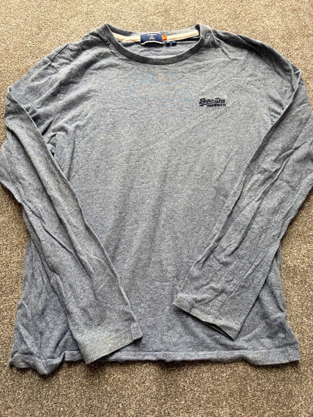 Superdry Grey Marl Long Sleeve T-Shirt Top Size M