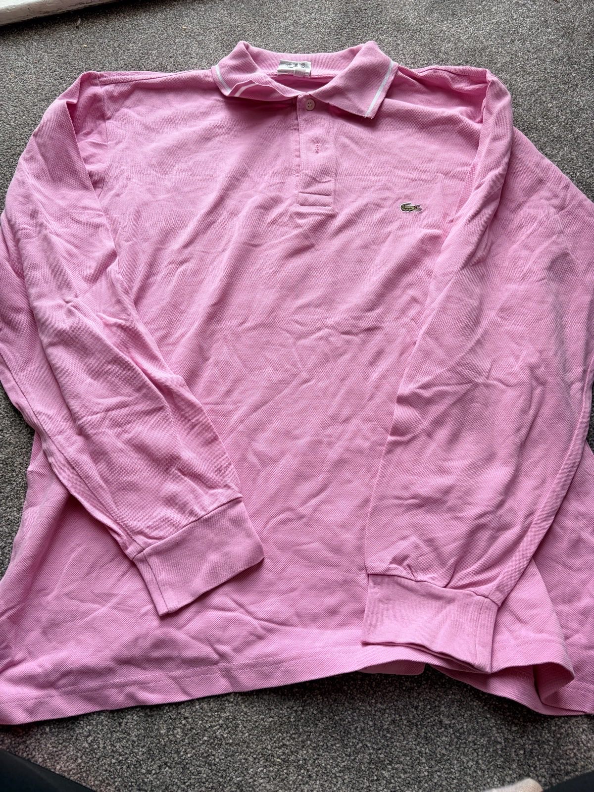 Vintage Lacoste Pink Long Sleeve Polo Shirt XXL Made in France Y2K